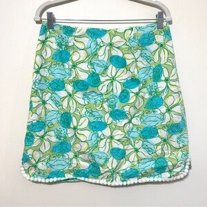Lilly Pulitzer Floral Skirt Size 6 Blue Green Tropical Vacation Vintage